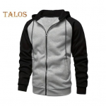 Meeste kapuutsiga mantel kontrastset v&auml;rvi kapuutsiga, t&otilde;mblukuga, pikkade varrukatega taskud, pehmed veniv all&auml;&auml;r ja k&auml;tised Sport Fitness jakk S tumehall v&auml;rv