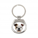 Bulldog, English Bulldog, British Bulldog - geometric keychain with a photo and the inscription Art-Dog