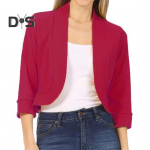 Naiste bleiser, l&uuml;hike mantel kardigan avatud &otilde;mblusega &uuml;hev&auml;rviline lahtine kevadine s&uuml;gisjope, kolme neljandiku varrukatega pehme OL commute stiilis naisjope XL punane