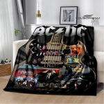 Rockb&auml;nd AC/DC retrotr&uuml;kiga flanellist soe pleed piknikutekk voodikate viskepleed voodipesu S&uuml;nnip&auml;evakink 30x40in