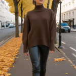 Naiste s&uuml;gistalvine moodne kampsun naistele avar poolk&otilde;rge kraega pikkade varrukatega &uuml;hev&auml;rvilised silmkoelised topid M kohv