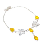 Citrine Gemstone Handmade 925 Sterling Silver Jewelry Necklace 18 p4i68