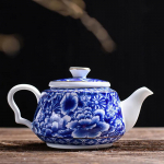 Vintage sinist ja valget portselanist teekannud K&auml;sitsi valmistatud keraamiline teekomplekt Ilukeetja Hiina majapidamisfiltriga teekann Puer 240 ml