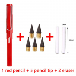 8 tk/komplekt Piiramatu kirjutamisv&otilde;imega igavene pliiats ilma tindipliiatsita Maagilised pliiatsid kunsti visandite kirjutamiseks koolitarbed punane