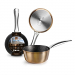 IBILI Sauci&egrave;re Nature &agrave; rev&ecirc;tement en cuivre avec manche en acier inoxydable, 14 cm, Antiadh&eacute;sif style Pierre, &Uuml;hilduv induktsioon