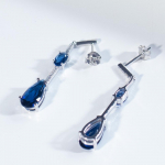 Water Drop Ovaalne Nano Sapphire S925 Sterling h&otilde;bedane k&otilde;rvar&otilde;ngas, pikk vintage ripatsk&otilde;rvar&otilde;ngas naistele sinine