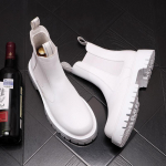 Mood Korea disainer meeste mood platvormsaapad must valge ehtsast nahast kingad trendikas n&auml;gus chelsea saabas kauboi l&uuml;hikesed saapad mees 250