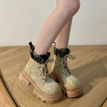 Mood 2024 Uued Botas Naiste Mootorratta Ankle Boots Kiilud Naiste Paeladega Platvormid Booties Must Nahk Oxford Kingad Naised Botas Mujer 35 khaki