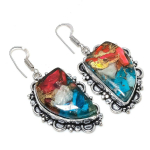 Natural Spiny Oyster Gemstone 925 Sterling Silver Jewelry Earring 2.21 e1q80