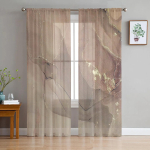 Loodusliku tekstuuriga marmormustriga l&auml;bipaistvad kardinad elutoa kaunistamiseks Aknakardinad K&ouml;&ouml;k T&uuml;ll Voile Organza kardinad W135 x H137cm x1&Grommet Top
