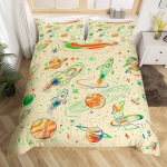 Planet Kids Tekikate Planeedid Raketid &Otilde;hulaevad Avakosmoses Galaxy Voodipesukomplekt, T&auml;hed T&auml;pid Lohjakate Multifilmi tekikate EU Single(135x200cm)