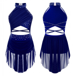 Lapsed, t&uuml;drukud, l&uuml;&uuml;riline tantsuetendus, kost&uuml;&uuml;m, iluuisutamine, ballett, v&otilde;imlemine, trikoo kleit, varrukateta kivist tantsuriided 15-16 Years tumesinine v&auml;rv