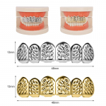 ZS 1 PC/1 komplekt Hip Hop H&otilde;bedaga kullatud Grillz Hambad L&auml;ikivad CZ Crystal Cross Gap Grillz Rose Star Shape Pealmine ja Alumine Hambakate Silver Color