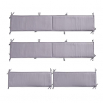 1 komplekt beebi polsterdatud pehmendusega voodikaitseid voodi sisemusse. Komplektis 4 patja. Kaitseb &otilde;rna nahka p&otilde;rutuste eest. Sobib standardmadratsile. Pestav voodikaitse. 130 cm hall