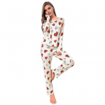 2 tk/komplekt Talvine naiste aluspesu komplekt S&uuml;dametr&uuml;kk &Uuml;markaelusega pikkade varrukatega k&otilde;rge elastsusega s&uuml;giskevadine pidžaamakomplekt kodur&otilde;ivad magamisriided r&otilde;ivad S valge