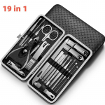 Manicure Set, 19 in 1 Stainless Steel Professional Pedicure Kit Nail Scissors Grooming Kit With Leather Travel Case