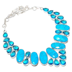 Arizona Turquoise, Topaz Ethnic 925 Sterling Silver Jewelry Necklace 18 y0t78 blue