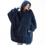 Fliisist kapuutsiga tekk naistele meeste suur kapuutsiga kampsun Mugav pullover tekk koduriided One Size sinine