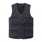Meeste vest &Uuml;herealine V-kaelusega t&ouml;&ouml;riiete stiilis vest mitme taskuga &Uuml;hev&auml;rviline kalastusfoto vest mantel L must
