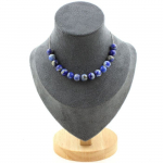 Pierres et Min&eacute;raux. Collier 15 perles Lapis Lazuli du Pakistan qualit&eacute; 5A 8 mm. Chaine en Collier femmes, hommes. Taille personnal