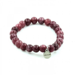 Pierres et Min&eacute;raux. Bracelet Perles L&eacute;pidolite 8 mm. Fabriqu&eacute; en France. lilla