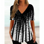 Suur suurus Lihtne Naiste T-s&auml;rk 3D Laine Kurviga T-s&auml;rk Mood V-kaelusega Suvine L&uuml;hikeste varrukatega Lahtine Streetwear Naiste R&otilde;ivad Vabaaja T-s&auml;rk Daamidele 2XL