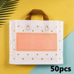 50 tk Plastist Kandesangadega Kilekotte Kaubakotte Polka Dot Butiigikotte Korduvkasutatavaid Kinkekotte Peo Riiete Ostlemiseks 30*20*9cm