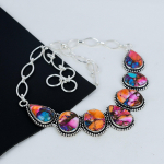 Kuningas Mani Okassiga Kivist K&auml;sit&ouml;&ouml;na Valmistatud 925 Sterling H&otilde;bedast Kaelakee, Kuningas Mani Okassiga H&otilde;bedast Kaelakee Abikaasale, Unisex Kaelakee, Kingitus 20" oranž