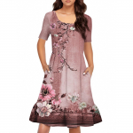 Naiste vabaaja &uuml;mara kaelusega l&uuml;hikeste varrukatega kleit avara v&ouml;&ouml;kohaga plisseeritud kleit v&ouml;&ouml;koha plisseeritud kleit L sinine