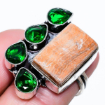 Dolomite,Diopside Handmade 925 Sterling Silver Jewelry Ring Size 8 k2f35