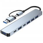 7-&uuml;hes USB-jaoturi mitmepordiadapter C-t&uuml;&uuml;pi s&uuml;learvuti jaoks, laiendusdokk 5Gbps andmeedastusega Double Head