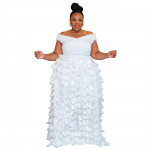 Naiste suures suuruses k&otilde;rge v&ouml;&ouml;kohaga &otilde;huke &otilde;htukleit &ndash; elegantne temperament peokleit 3XL valge