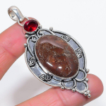 Moss Agate, Garnet Handmade 925 Sterling Silver Jewelry Pendant 2.99 b5g59