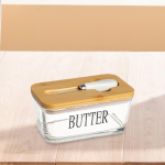 Cheese Storage Box Portable Multiuse with Lid Glass Butter Keeper light brown helepruun v&auml;rv
