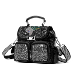 Moodne ja trendikas seljakott Uus teemantidega inkrusteeritud Multifunktsionaalne ja moodne Mitmek&uuml;lgne &uuml;hes &otilde;las kandev crossbody kott K&auml;ekott black