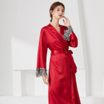 Mantel Fashion Simple Style Home Wear Naiste Seksikas kardigan hommikumantel S punane