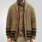 Uus mitmek&uuml;lgne s&uuml;gis- ja talvine kardigan meeste retro kootud kampsun jakk pikkade varrukatega raske žakaarv&auml;rvi kampsun M khaki