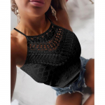 VEZFAA Naiste mood vabaaja suvekevadine &uuml;hev&auml;rviline prinditud varrukateta sukad Pluusid ja s&auml;rgid S must