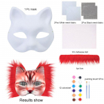 1Komplekt DIY Materjalid Kott Festivali tarvikud K&auml;sitsi valmistatud materjalide komplekt T&uuml;hi mask Graffiti pooln&auml;o mask Fox Cat Mask 8 v&auml;rvi punane