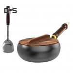 Traditsiooniline malmist wok-pann kaane ja spaatliga, 24 cm, puhtast rauast k&ouml;&ouml;gin&otilde;ud, millel on f&uuml;&uuml;silise mittenakkuva tehnoloogia kate, Hiina pann A