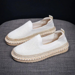 Uued Espadrillid Naiste Kingad Linasest Lamedad Moodsad Kootud V&otilde;rkkangist Kanepist Mokassiinid Slip-on Vabaaja Kangast Kingad Naiste Tennised EUR 35 valge