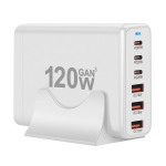 120W GaN Laadija 6 Porti USB Type C PD Laadija Kiirlaadimine USB3.0 Type C Kiirlaadija Mobiiltelefoni USB Laadija EU Plug valge