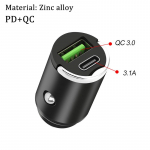 Mini 30W Car Charger USB Fast Charger QC 3.0 Quick Charge Type C PD Charging Adapter Cigarette Socket Lighter Mobile Phone Charger For iphone 30W PD+QC &ndash; Zinc alloy