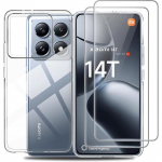 Coque Silicone pour Xiaomi 14T avec 2 Verres Tremp&eacute;s Protection Transparente