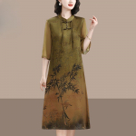 Mood Hiina stiilis suvekleit keskealistele naistele, elegantne slim fit rasedusriietus XL