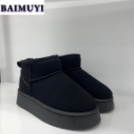 Platvormkingad Ankel Lumesaapad Naistele Karvased Puuvillased Kingad Talv 2025 Trend Paksud Soojad Vabaaja Suede Kingad Naine Br&auml;nd Botas Mujer 36 must