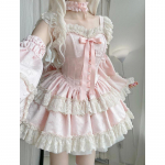 Magus Elegantne Lolita Printsessi Kleit Naised Kawaii Armas Pits Volangid Vibu Slim Kleit Jaapan Harajuku &Otilde;htupidu Mini L roosa