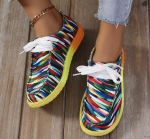 Fshion kevadsuvi Naiste etnilised vikerkaarekujulised l&otilde;uendist kingad S&uuml;gis vabaaja igap&auml;evased &uuml;mmargused varvastega mitmev&auml;rvilised prinditud pitsilised tossud Naiste lamedad kingad 36 roheline