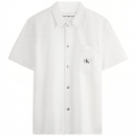 Calvin Klein Retro Label Taskuga Puuvillane L&uuml;hikeste Varrukate S&auml;rk Meeste s&auml;rgid Denim-Valge J325774 M