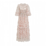 Roosa Kleit V&auml;ikeste Lilledega Tikitud V&otilde;rkkleit Banketi V&otilde;&otilde;rustamiseks &Otilde;htukleit S roosa